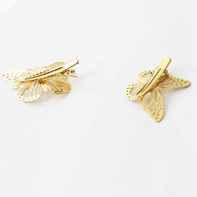 Golden Girl Butterfly Hair Clips