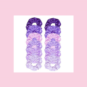 12 Pc Purple Baby Satin Scrunchies