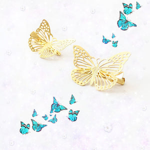 Golden Girl Butterfly Hair Clips